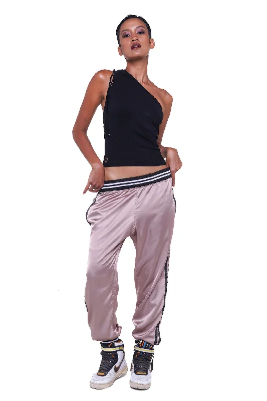 TASHA TRACK PANTS - TAN Stylish Elastic Waist Pants