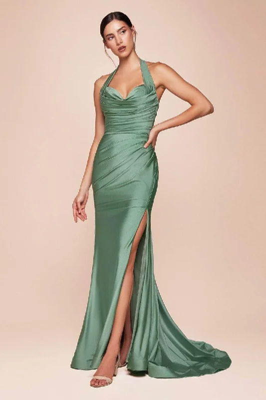Ladivine CD796 - Sweetheart Side Slit Prom Dress Boat Neckline Classic