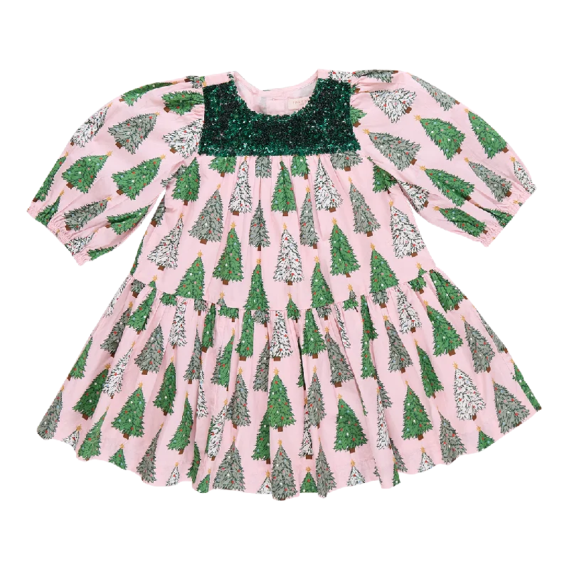 Girls Fiona Dress | Pink Trees