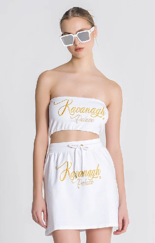 White Carats Crop top Nylon Fabric Polyester Fabric Spandex Fabric