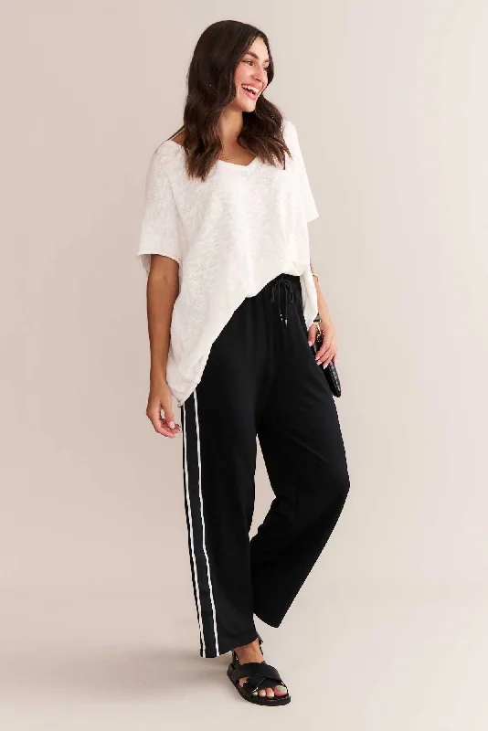 Evelyn Black Contrast Trim Pants Trendy Palazzo Pants