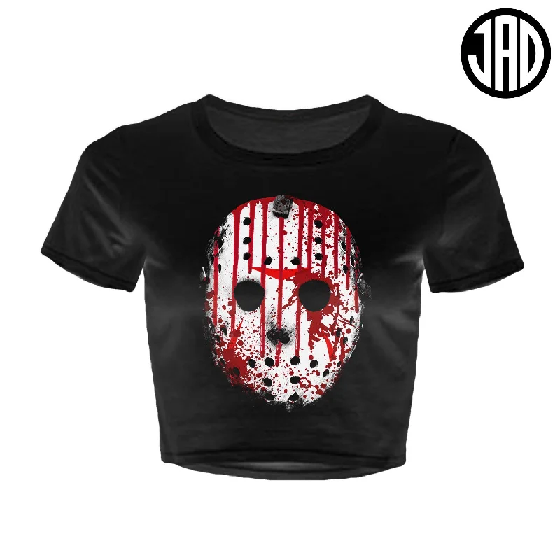 Blood Mask - Women's Crop Top Seamless Knitted Crochet