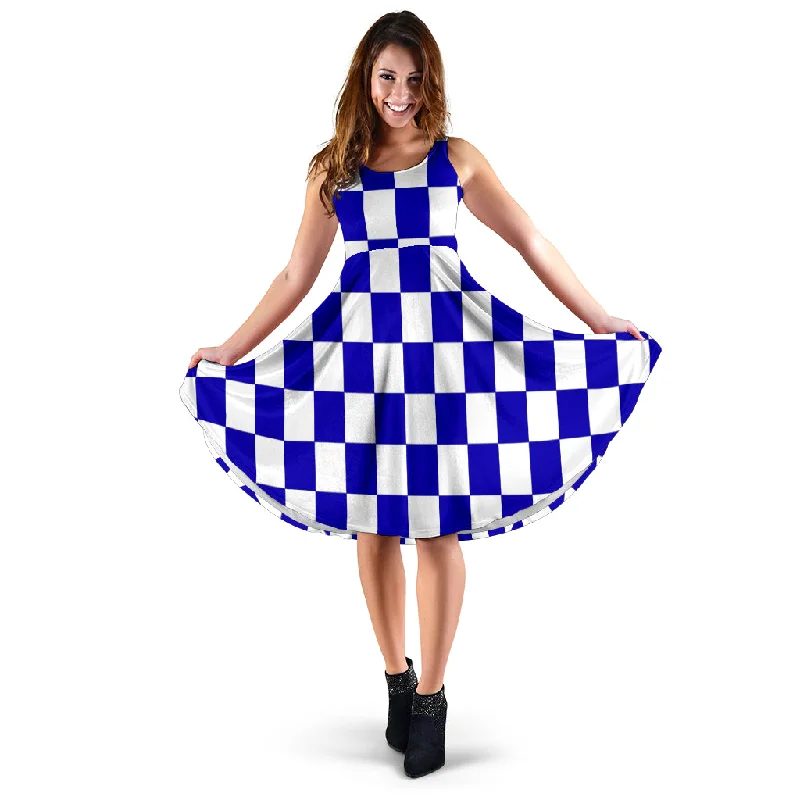 Racing Checkered Flag Dress Blue