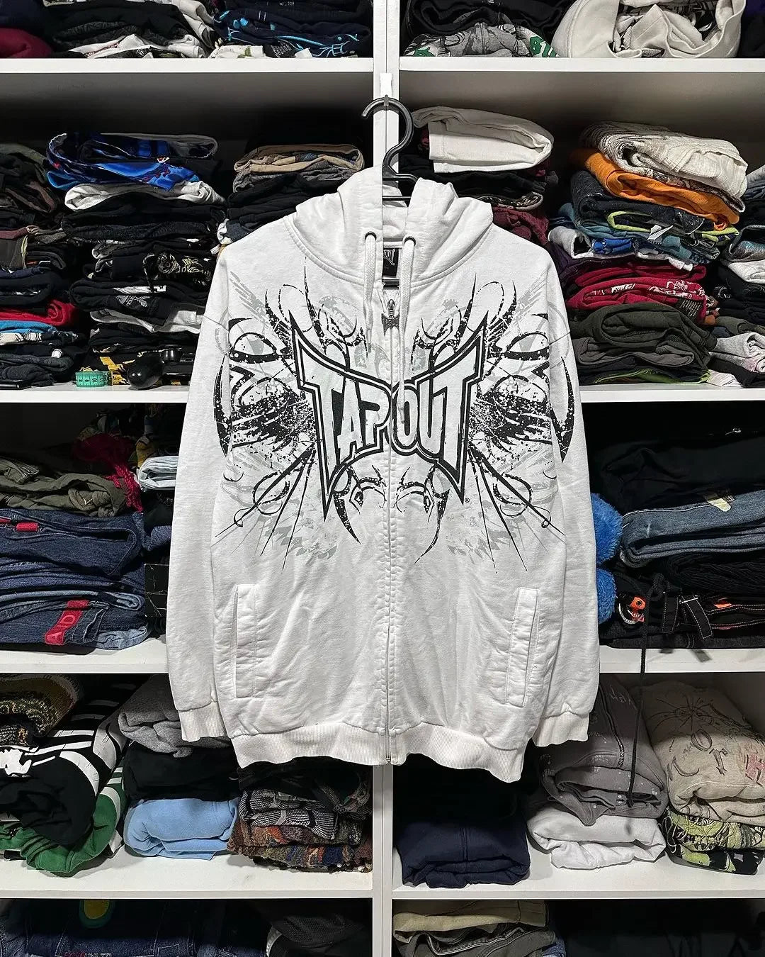 Retro Punk Rock Zip Up Hoodie Hoodie with Side Slits Relaxed Casual
