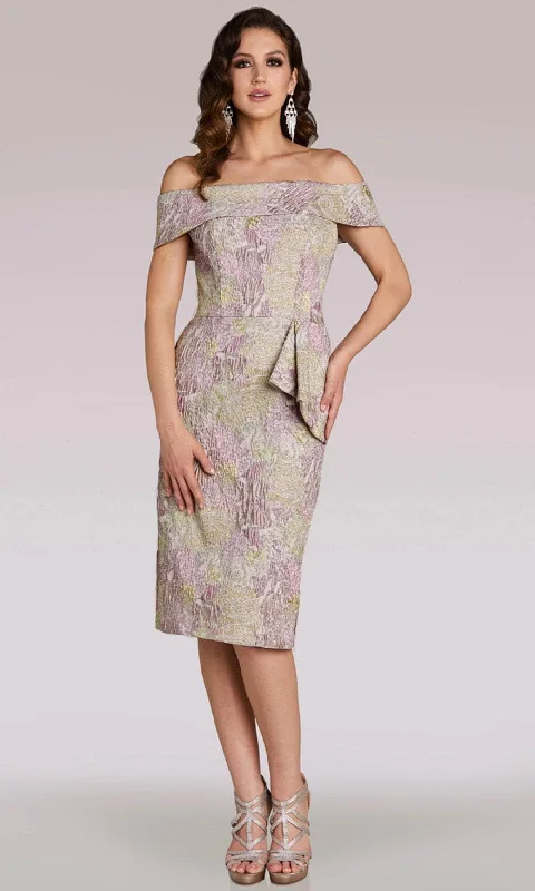 Feriani Couture 18449 - Peplum Waist Jacquard Cocktail Dress Crew Neckline Sporty