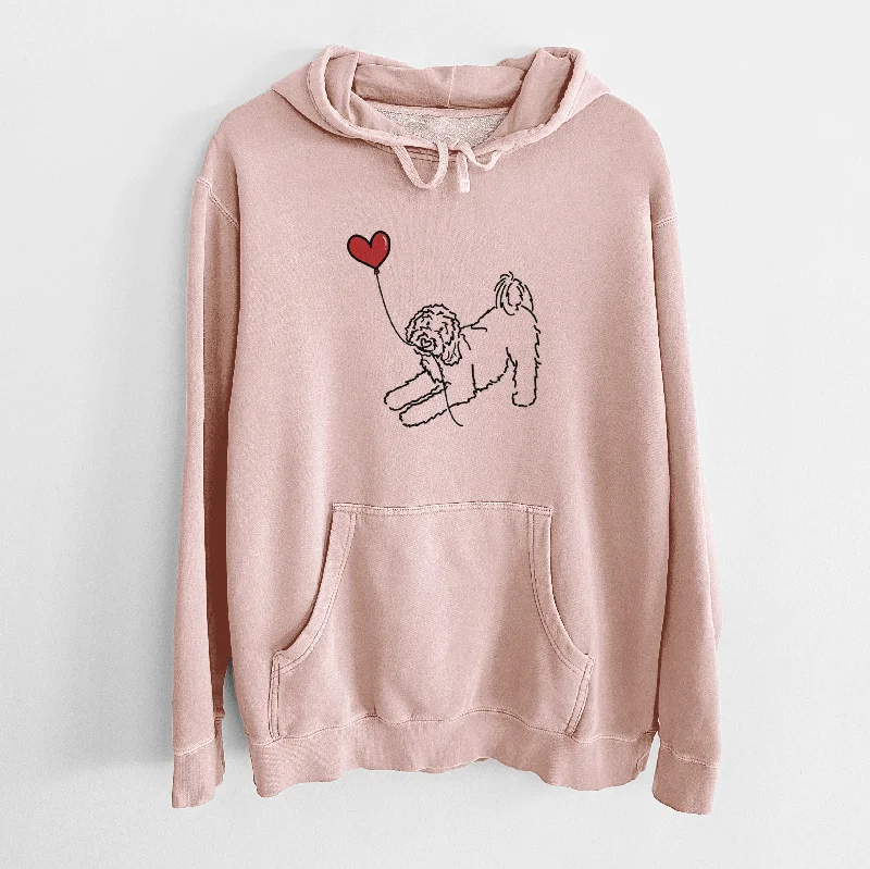 Goldendoodle Heart String - Unisex Pigment Dyed Hoodie Hoodie with Earth Tones Natural Calm Goldendoodle Heart String - Unisex Pigment Dyed Hoodie Hoodie with Earth Tones Natural Calm