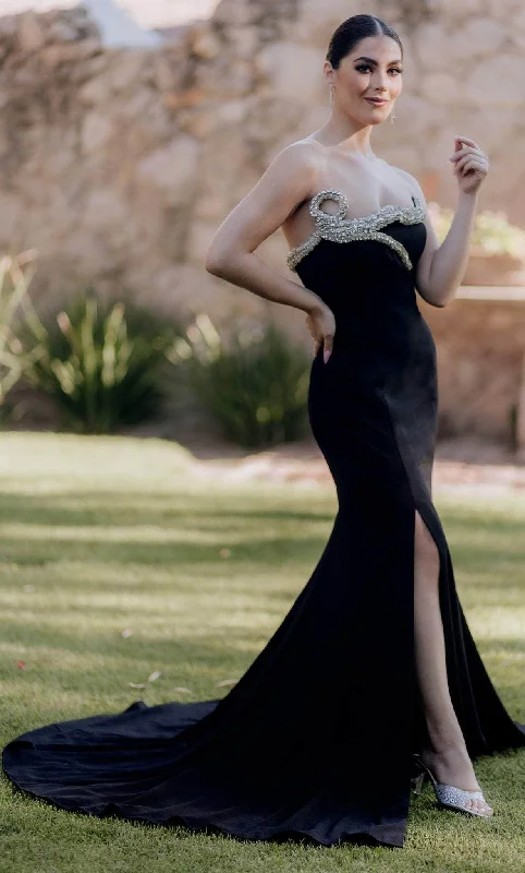 Terani Couture 232E1296 - Strapless Evening Dress Boatneck Modish Everyday