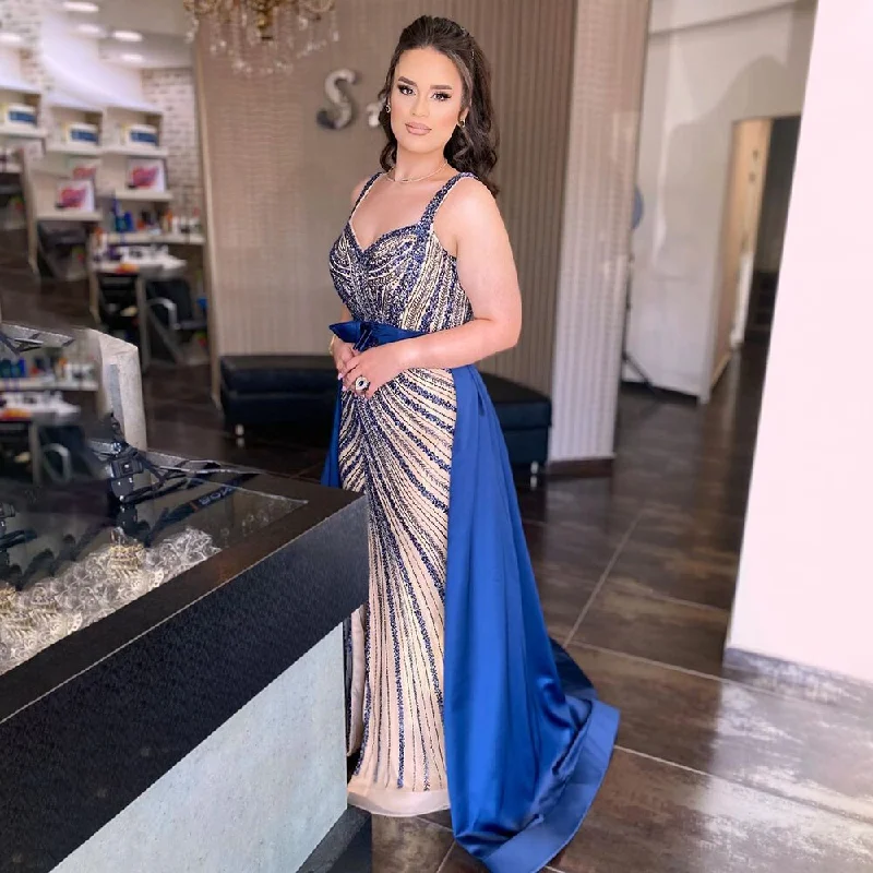 Serene Hill Sexy Blue Mermaid Detachable Skirt Sweetheart Beaded Luxury Arabic Party Dresses Formal Women Evening 2024 LA71786 Tunics Chinos classic