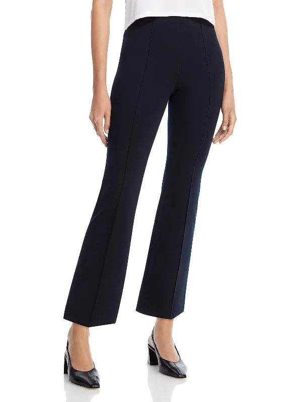 Womens Pintuck Cropped Flared Pants Casual Track Pants