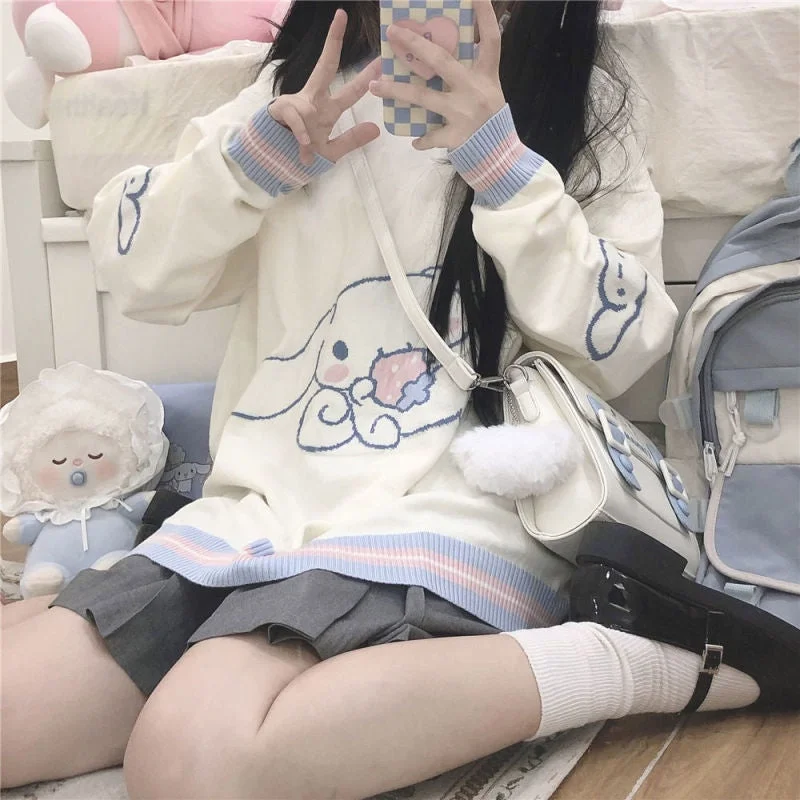 Cinnamoroll Knit Hoodie Hoodie with Cropped Fit Short Trendy