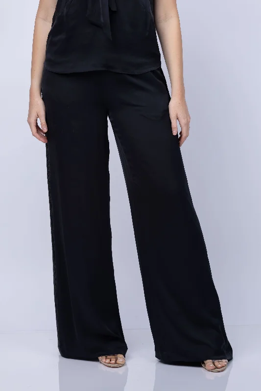 Ramy Brook Malia Embellished Wide Leg Pant in Black Cozy Maternity Pants