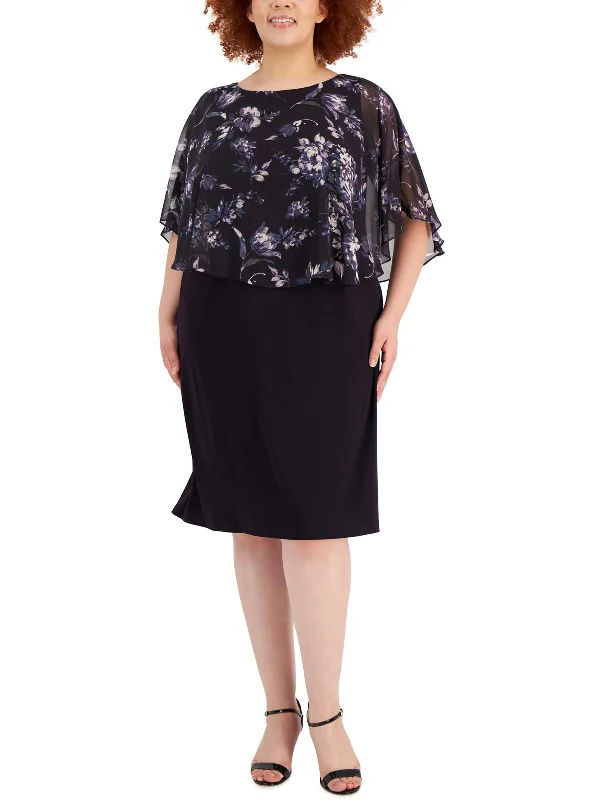 Plus Womens Floral Midi Cocktail and Party Dress Tunics Designer luxury