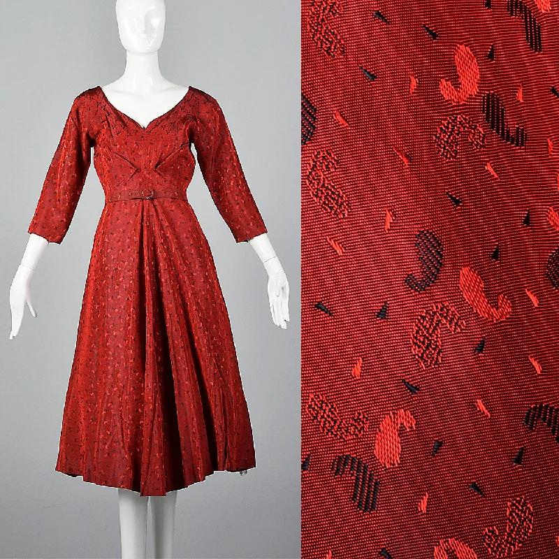 1950s Shiny Red Party Dress Tunics Practical durable