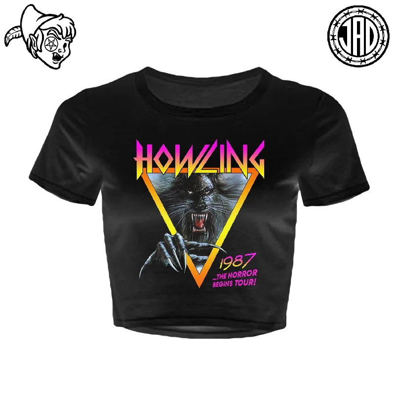 1987 The Horror Begins Tour - Women's Crop Top Front Pockets Side Pockets Patch Pockets