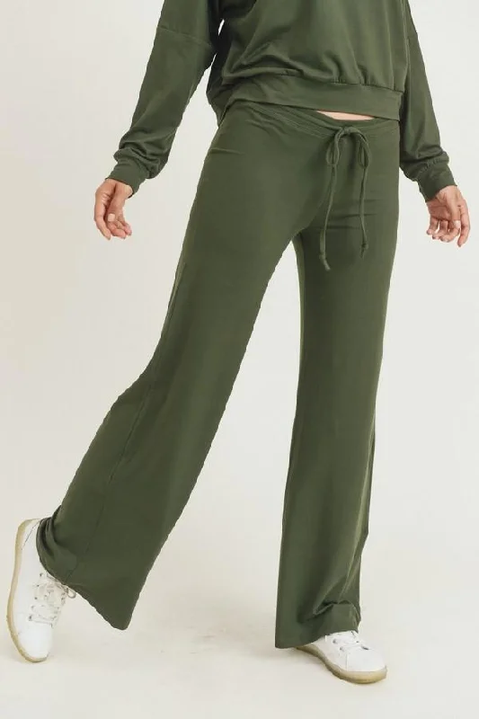 Comfy Wide Leg Drawstring Pants Fashionable Button-Up Pants