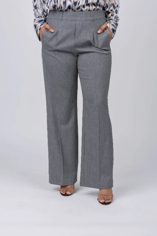 Nic+Zoe 31" The Avenue Wideleg Pant in Charcoal Stretch Fit Pants