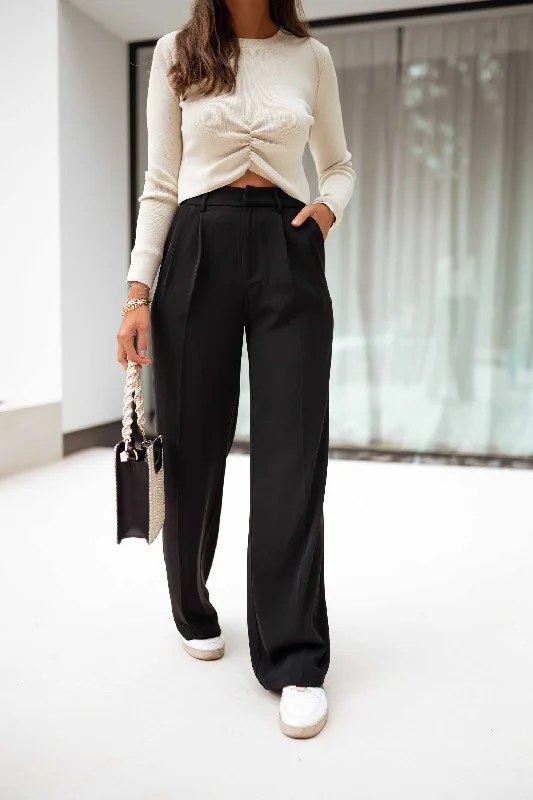 Black Victor Pants Relaxed Linen Pants