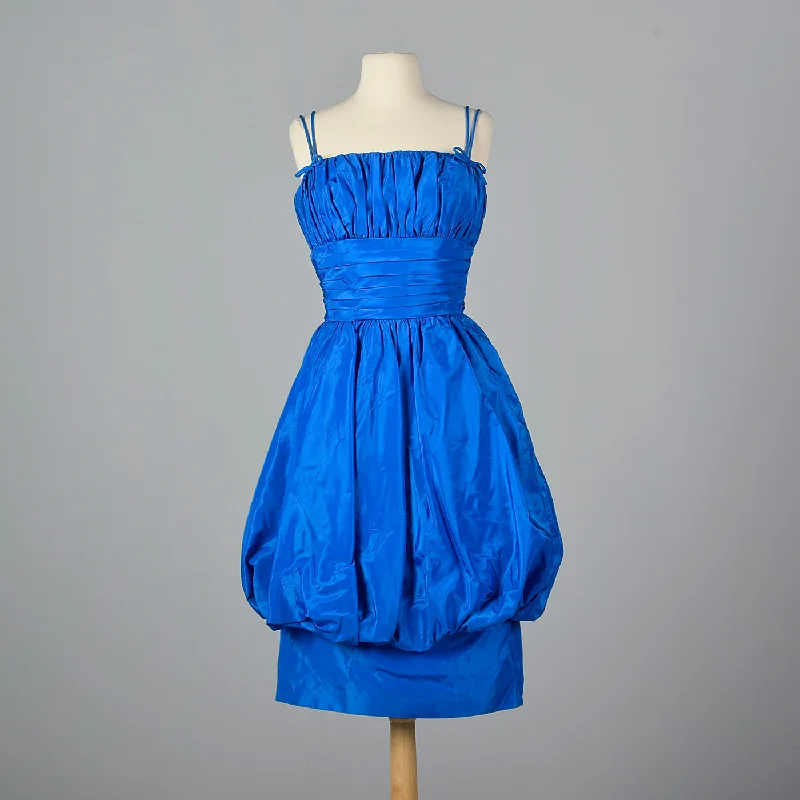 1950s Electric Blue Party Dress with Bubble Skirt Tunics Plaid country