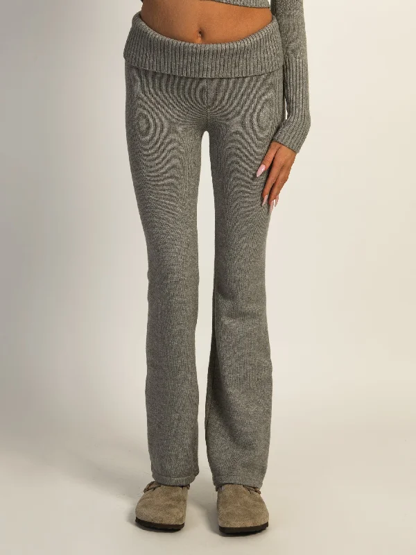 HARLOW BROOKE FLARE PANT - HEATHER GREY Trendy Velvet Pants