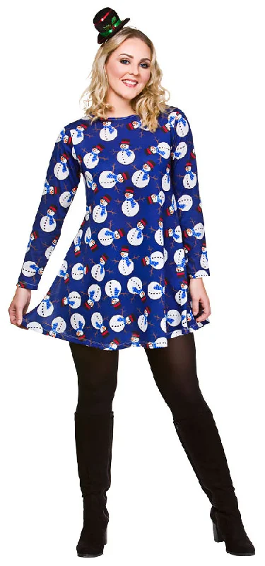Ladies Snowman Christmas Dress Holiday Fancy Dress