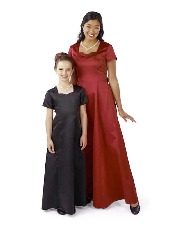 Sarah Sweetheart Neck, Short Sleeve Satin Dress Tunics Luxurious premium