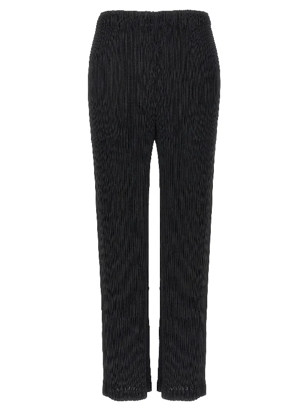 Hatching Pleats Pants Wide-Legged Palazzos