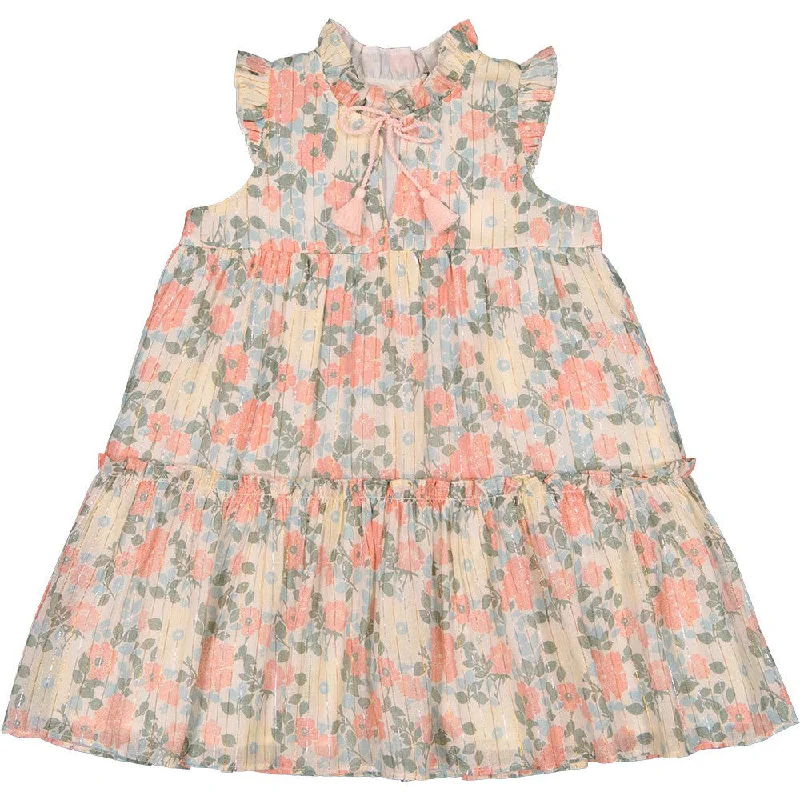 Louis Louise Dress Goa Stripe Lurex Vintage Flower