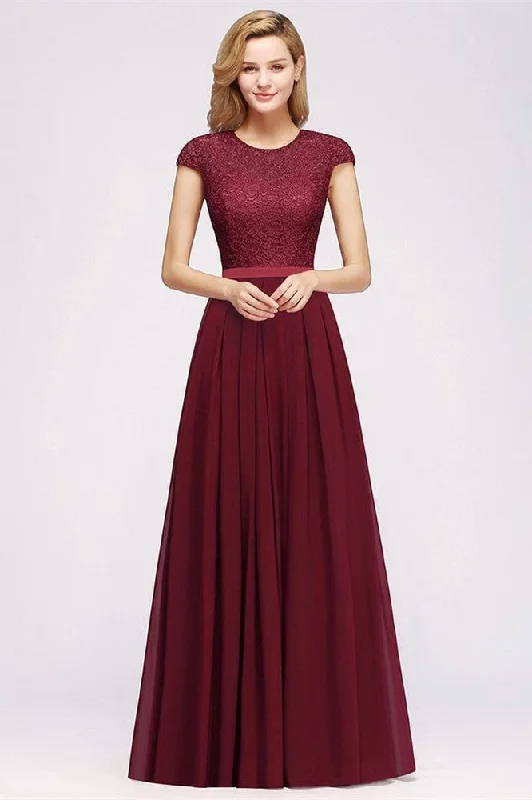 Elegant Cap Sleeves ALine Evening Swing Dress Navy Blue Long Party Dress Tunics stripes playful
