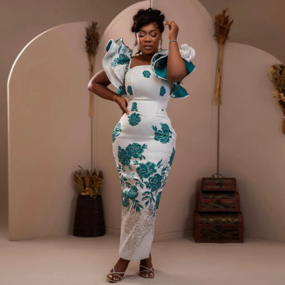 Women's Dresses New 2025 Square Neck Slim Print Slim African Party Dress Split Back Strap Fit Inelastic Elegant Female Dress Tunics Hiking breathable