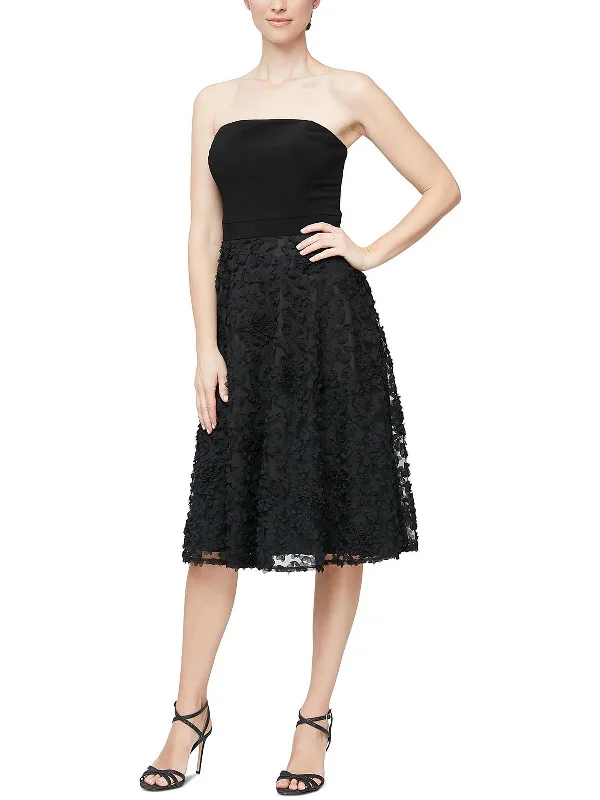 Womens Strapless Midi Cocktail and Party Dress Tunics Luxurious premium