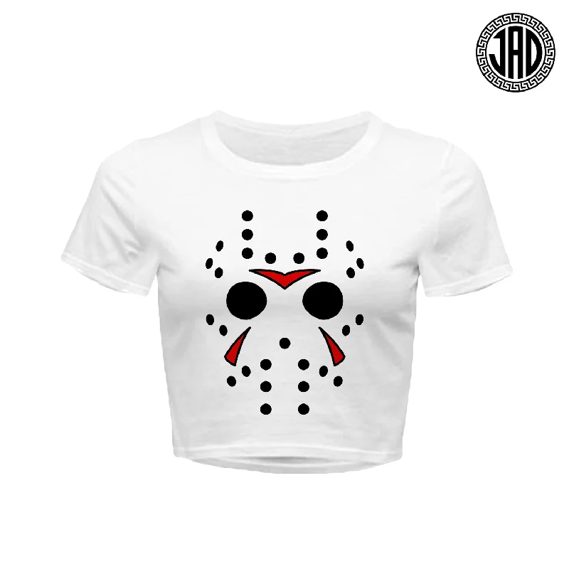 Big Hockey Mask - Women's Crop Top Asymmetrical Pockets Print