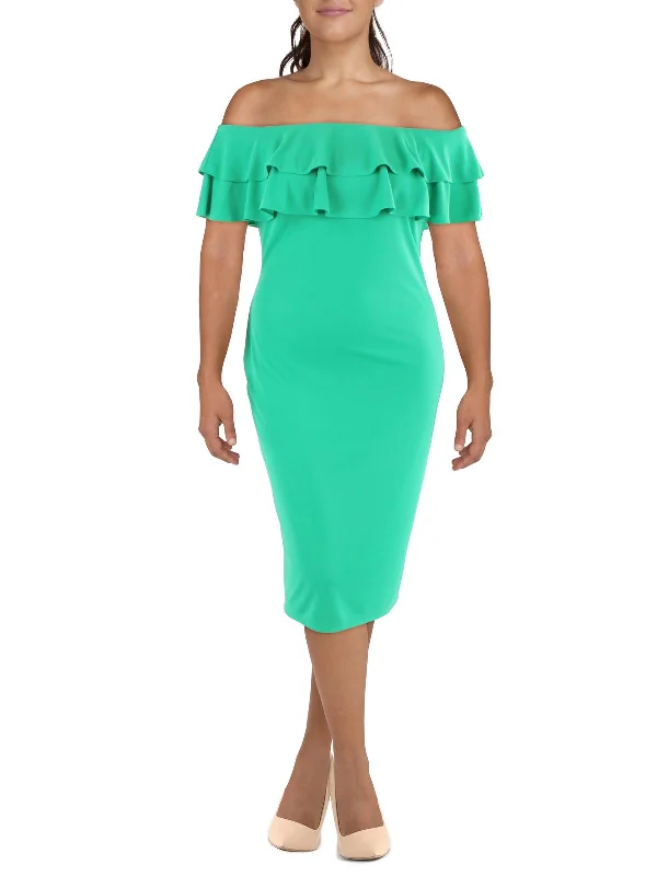 Womens Drapey Midi Cocktail And Party Dress Tunics Versatile functional
