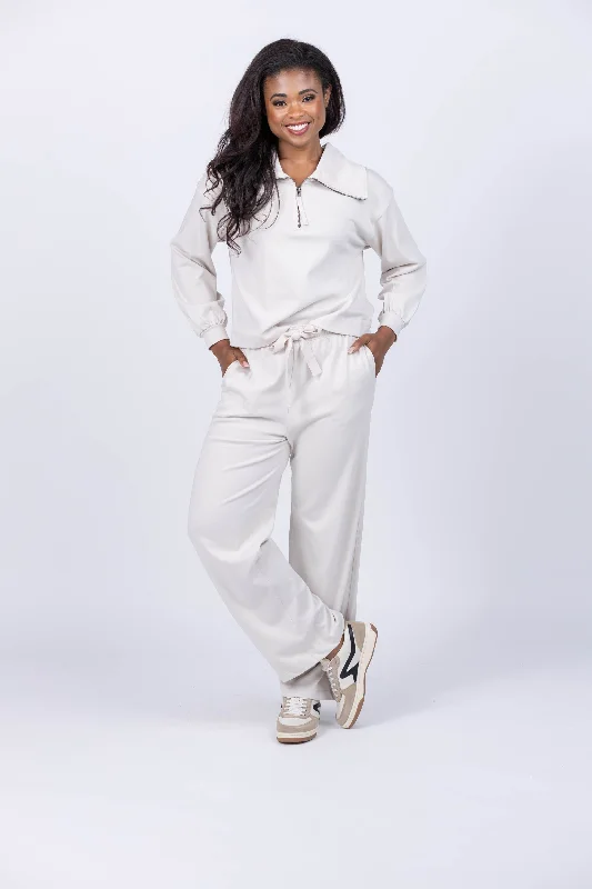 Lilla P Draw Cord Pant in Alabaster Slim-Fit Leggings