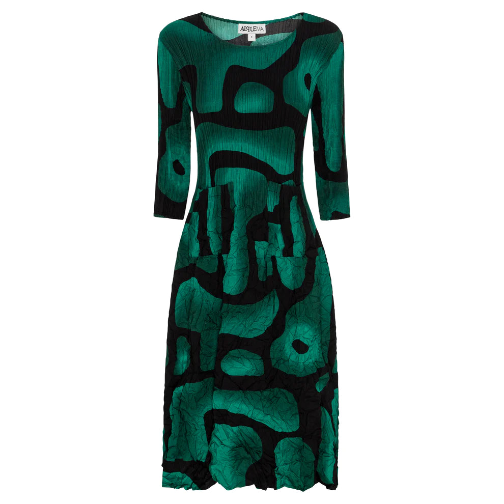 Alquema ADC544 GREEN TUCSON 3/4 Sleeve Smash Pocket Dress Turtleneck Warm Winter