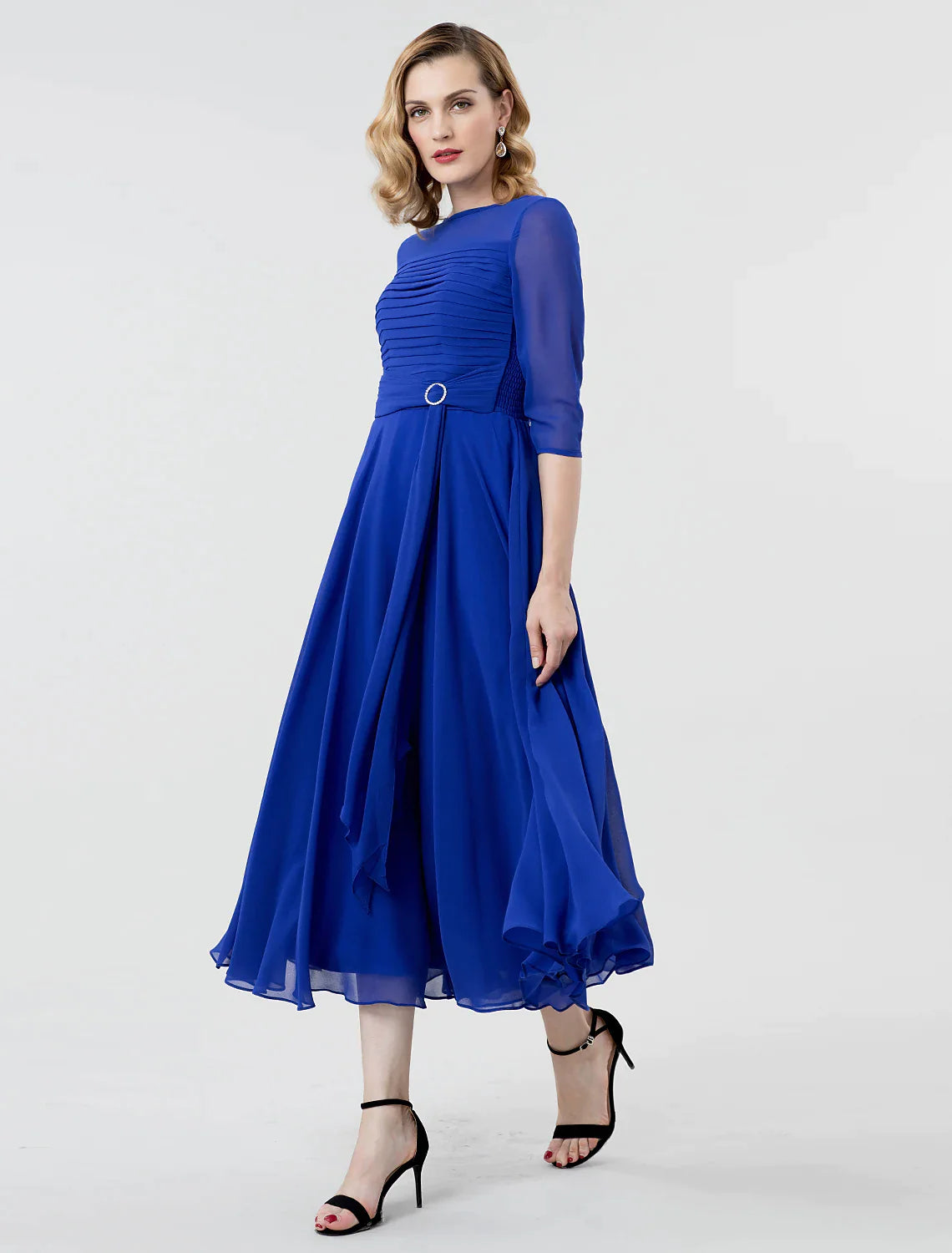 A-Line Elegant Evening Party Dress Boat Neck Length Sleeve Length Ruched Crystal Brooch Tunics Essential wardrobe A-Line Elegant Evening Party Dress Boat Neck Length Sleeve Length Ruched Crystal Brooch Tunics Essential wardrobe