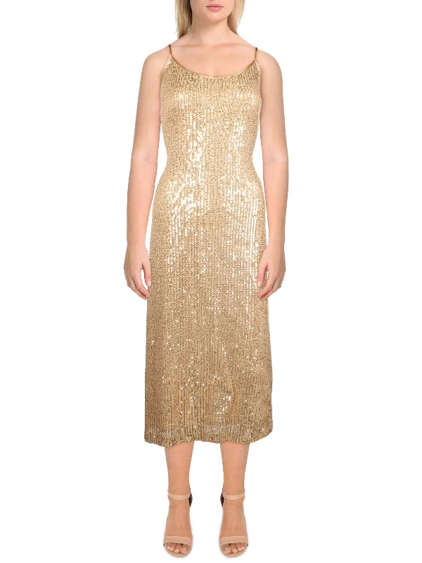 Womens Sequin Long Cocktail and Party Dress Tunics Wedding white