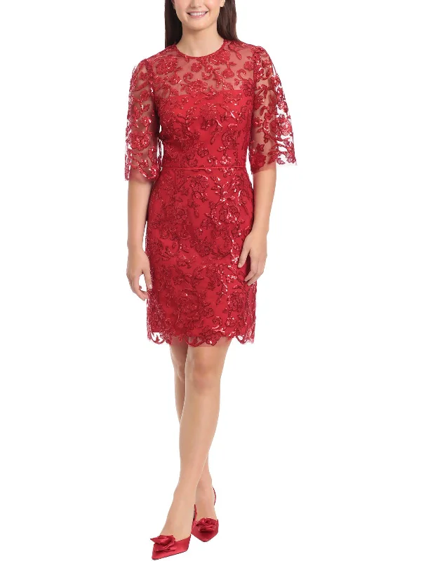 Womens Floral Sequin Cocktail and Party Dress sweetheart Neckline Romantic