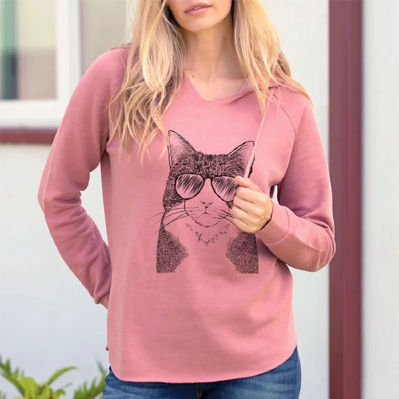 Aviator Tux the Tuxedo Cat - Cali Wave Hooded Sweatshirt Hoodie with Pattern Geometric Abstract
