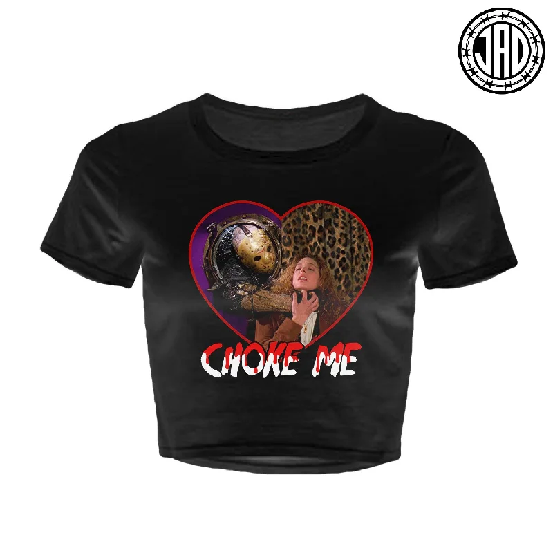 Choke Me - Women's Crop Top Cashmere Blend Cotton Blend Poly Blend