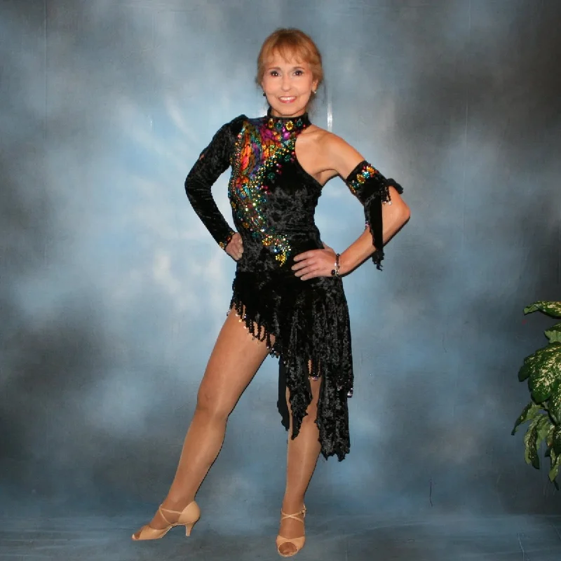 Black Latin-Rhythm Dress with Colorful Accents on Sale-Confetti Tunics Fleece cozy