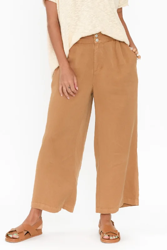 Rio Tan Lyocell Relaxed Pants Modern Bootcut Pants