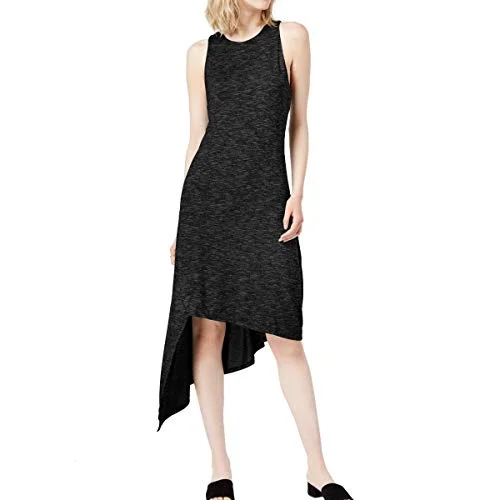Bar III Womens Heathered Asymmetrical Wear to Work Dress Black XL