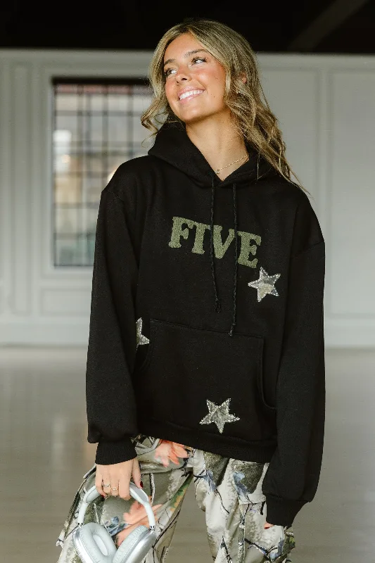 Custom Five Camo Star Hoodie Hoodie with Raw Hem Edgy Unfinished