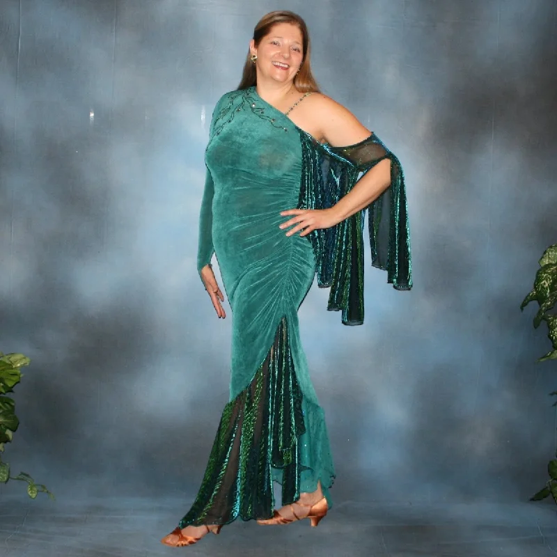 Teal Plus Size Tango-Bolero-Rumba Dress-Laurel Tunics Running lightweight