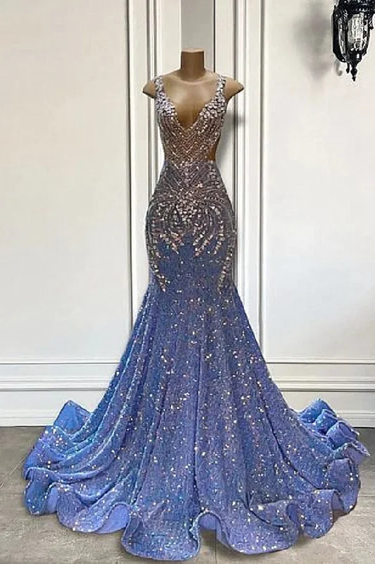 Sparkle Beaded Sequin Mermaid SIiver Beaded Prom Party Dresses Tunics Mesh breathable