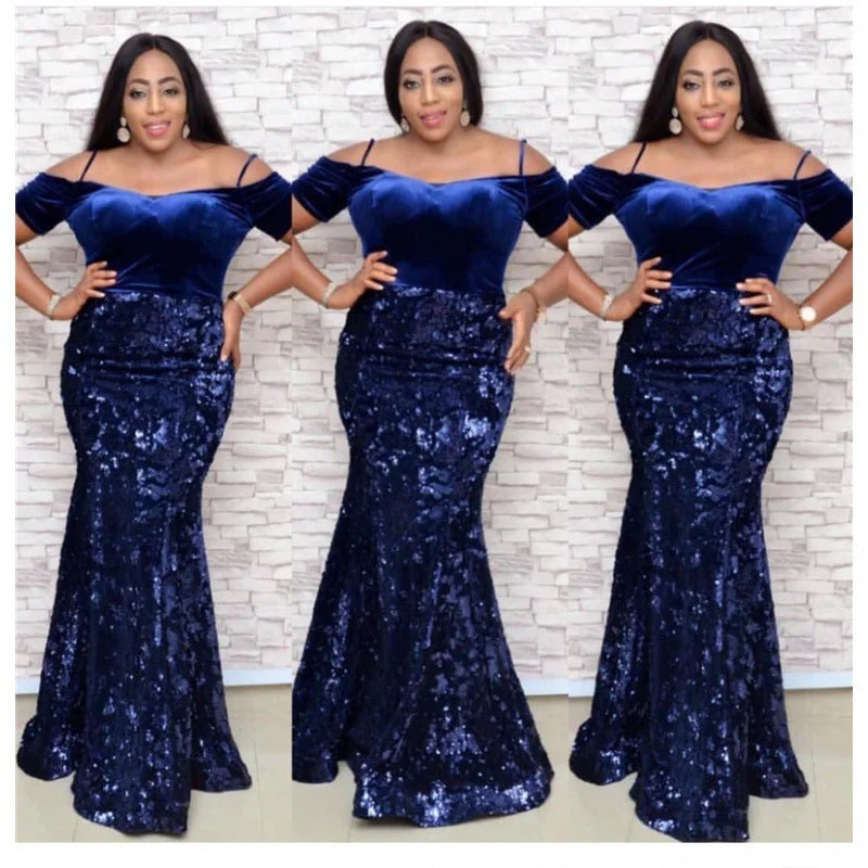 African Fashion Party Dress Sequined Sexy Evening Dresses Lace Sexy Club