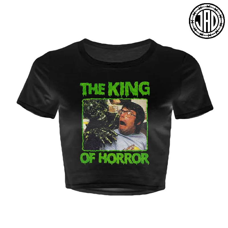 The King - Women's Crop Top Notch Collar Peter Pan Collar Cowl Neck
