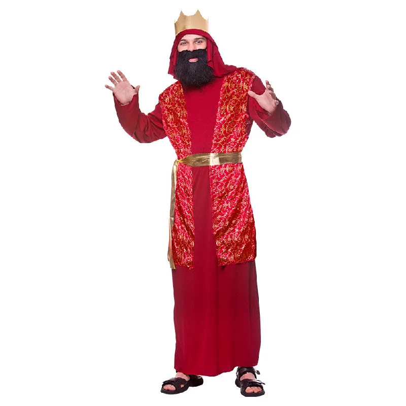 Men's Red Wise Man Nativity Play Christmas King Fancy Dress Costume