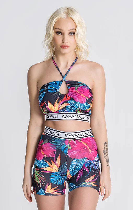 Multicolor Copacabana Crop top Fleece Fabric Down Fabric Feather Fabric