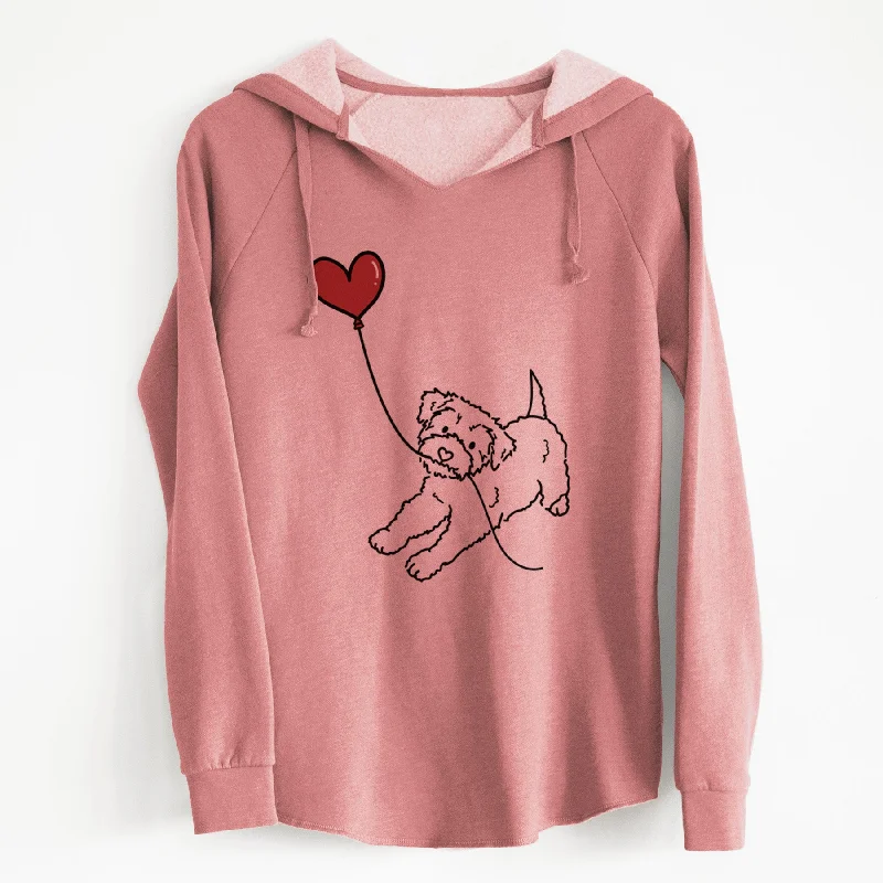 Yorkiepoo Heart String - Cali Wave Hooded Sweatshirt Hoodie with Elastic Waist Stretchable Comfortable Yorkiepoo Heart String - Cali Wave Hooded Sweatshirt Hoodie with Elastic Waist Stretchable Comfortable
